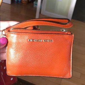 Orange Michael Kors Wallet with removable strap